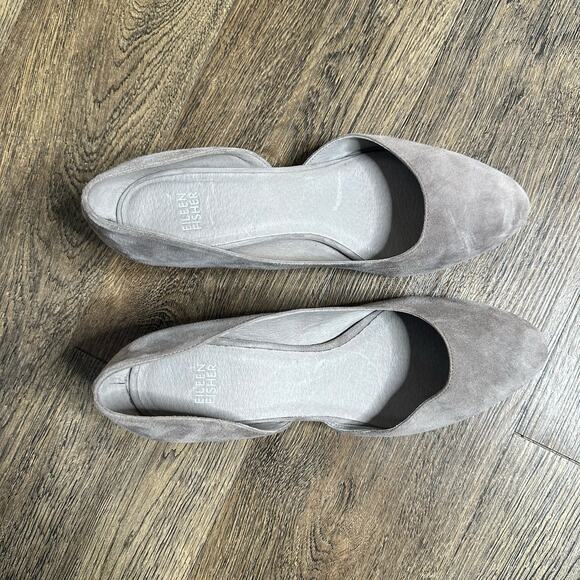 EILEEN FISHER GRAY suede Lily D’Orsay Wedge Heels sz 9 - Picture 4 of 8